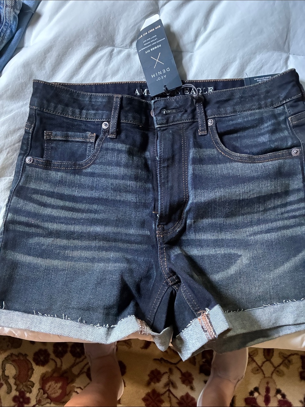 American Eagle Outfitters Dark Blue Washed Denim Cutoff Shorts